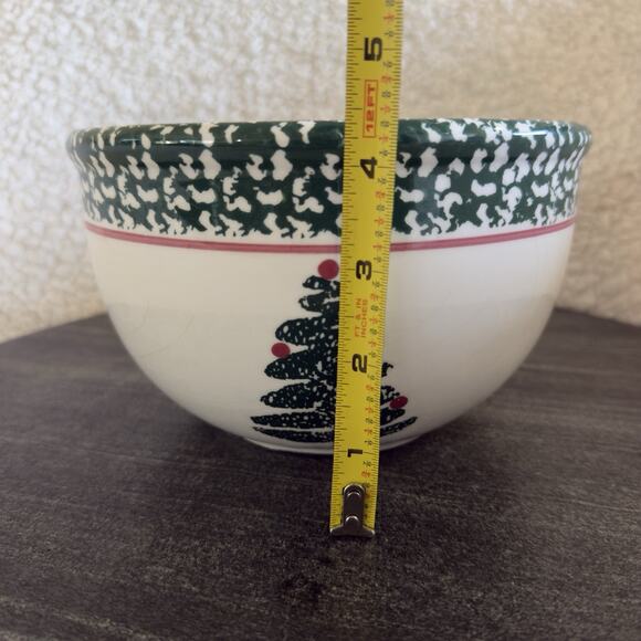 VTG Furio Christmas Tree Serving Mixing Bowl Holiday Green Sponge Made Italy 7” - Picture 2 of 4